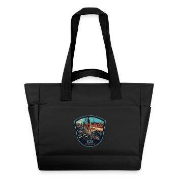 Illustration originale village d'Èze, Côte d'Azur - Sac matelassé déperlant - noir - Devant