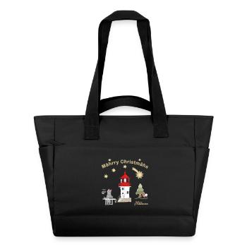 Christmas lighthouse Gellen on Hiddensee - Water-Repellent Padded Bag - black - Front