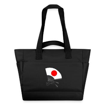 japanflaggen muster, japanischer fächer - Wasserabweisende Padded Bag - Schwarz - Vorne