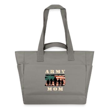 Mère de l'armée avec drapeau américain - Sac matelassé déperlant - gris - Devant