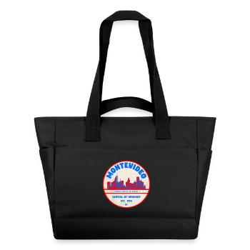 Montevideo Uruguay Skyline Emblem Design - Water-Repellent Padded Bag - black - Front
