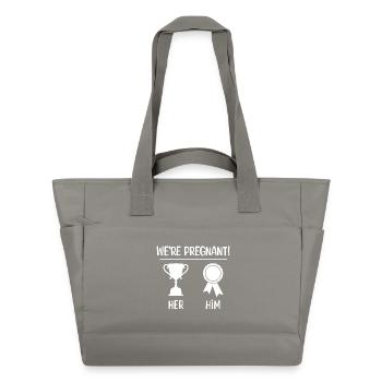 Schwanger Elternteil Statement Familienglück - Wasserabweisende Padded Bag - Grau - Vorne