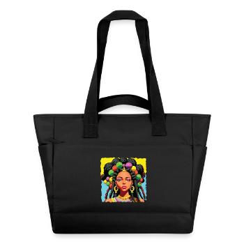 Black woman with dreadlocks - Water-Repellent Padded Bag - black - Front