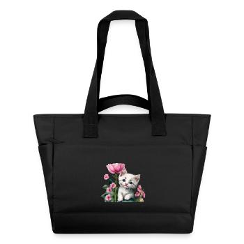 Chaton blanc - Sac matelassé déperlant - noir - Devant