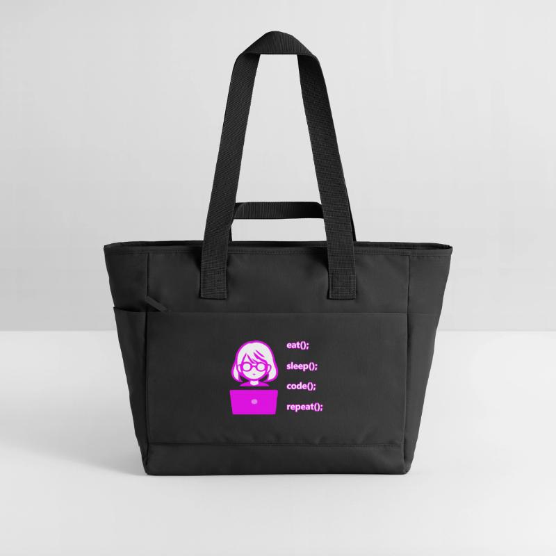 eat sleep code repeat woman computer Water-Repellent Padded Bag