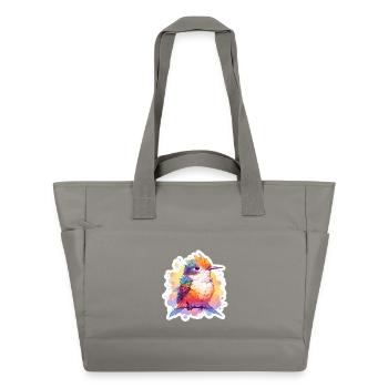 Süßer Bunter Vogel Natur Detailreich Shirt - Wasserabweisende Padded Bag - Grau - Vorne