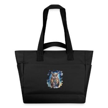 Krafttier Eule, Weisheit, Intuition, Schamanisches - Wasserabweisende Padded Bag - Schwarz - Vorne
