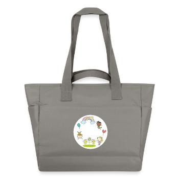 verschiedene Kinder Regenbogen Blumen Luftballon  - Wasserabweisende Padded Bag - Grau - Vorne