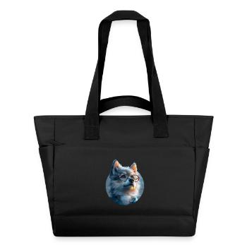 Illustration de Loup avec lunettes - Sac matelassé déperlant - noir - Devant