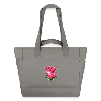 Glitzer Rosa Rose Illustration - Wasserabweisende Padded Bag - Grau - Vorne