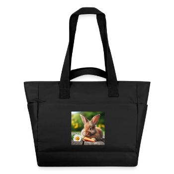 Adorable lapin - Sac matelassé déperlant - noir - Devant