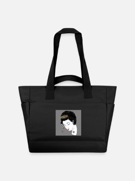 Goldene Blüten Kopfportrait - Wasserabweisende Padded Bag - Schwarz