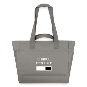 Charge Mentale - Batterie Femme Message Féministe - Sac matelassé déperlant - gris - Devant