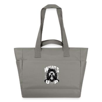 Schapendoes Was geht ab Gangsta cool Hund Geschenk - Wasserabweisende Padded Bag - Grau - Vorne
