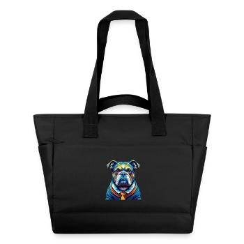 Bouledogue race coloré aquarelle dessin animé Kawaii - Sac matelassé déperlant - noir - Devant