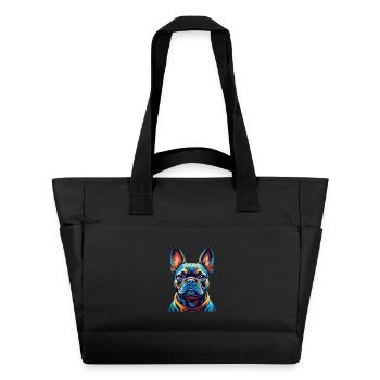 Bouledogue Français Race Coloré Dessin Animé Kawaii - Sac matelassé déperlant - noir - Devant