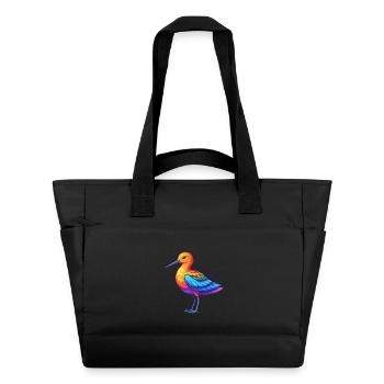 Avocette coloré Kawaii personnage de dessin animé oiseau - Sac matelassé déperlant - noir - Devant