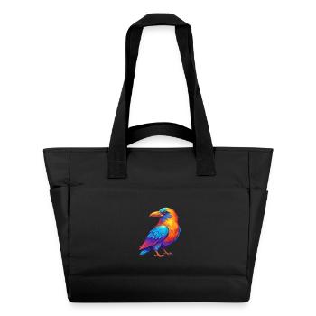 corbeau coloré Kawaii personnage de dessin animé oiseau - Sac matelassé déperlant - noir - Devant