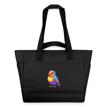 Canary Colorful Kawaii Cartoon Character Bird - Water-Repellent Padded Bag - black - Front