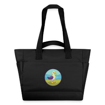 Albatross Cute Kawaii Cartoon Clipart Animal Pet - Water-Repellent Padded Bag - black - Front