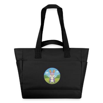 Lapin Mignon Kawaii Dessin animé Clipart Animal de compagnie - Sac matelassé déperlant - noir - Devant