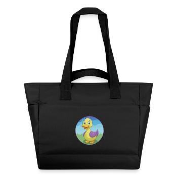 canard mignon kawaii dessin animé clipart animal de compagnie - Sac matelassé déperlant - noir - Devant