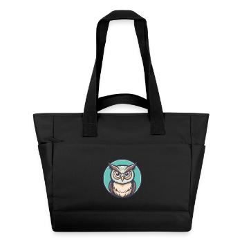 Eule Kawaii Cartoon Figur Tier Haustier Gesicht - Wasserabweisende Padded Bag - Schwarz - Vorne
