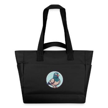 Taube Kawaii Cartoon Figur Tier Haustier Gesicht - Wasserabweisende Padded Bag - Schwarz - Vorne