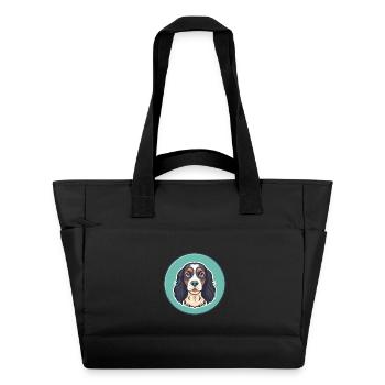Épagneul allemand chien race dessin animé Kawaii Clipart - Sac matelassé déperlant - noir - Devant