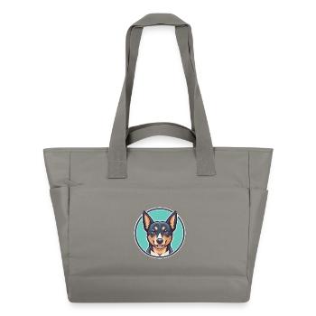 Lancashire Heeler Dog Breed Cartoon Kawaii Clipart - Water-Repellent Padded Bag - grey - Front