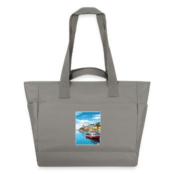 Looe Angleterre Affiche de voyage Souvenir Carte Postale Peinture - Sac matelassé déperlant - gris - Devant