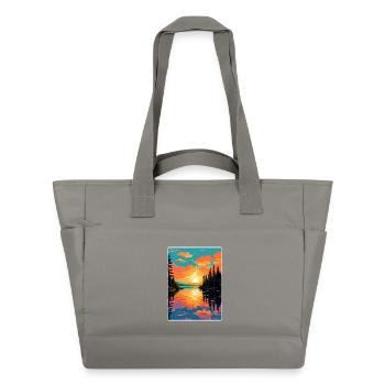 Lake Hubert Travel Poster Souvenir Postcard Paint - Water-Repellent Padded Bag - grey - Front