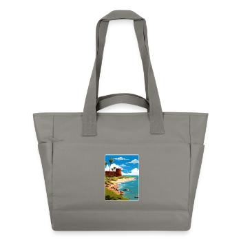 Affiche de voyage souvenir du parc national de Tortugas sèche - Sac matelassé déperlant - gris - Devant