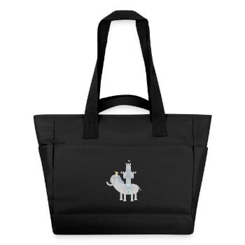 Eléphant et château l Pas de texte - Sac matelassé déperlant - noir - Devant