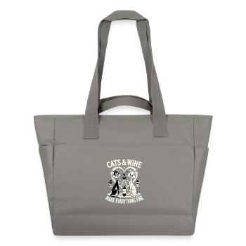 Katzen und Wein machen alles fein witzig Geschenk - Wasserabweisende Padded Bag - Grau - Vorne