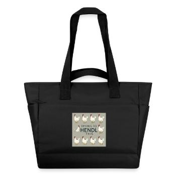 Chickens "Trying to Hendl this" - Water-Repellent Padded Bag - black - Front