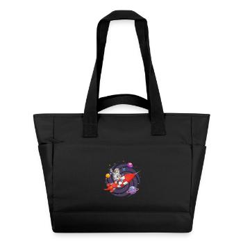 L’astronaute et la fusée rouge dans l’espace. - Sac matelassé déperlant - noir - Devant