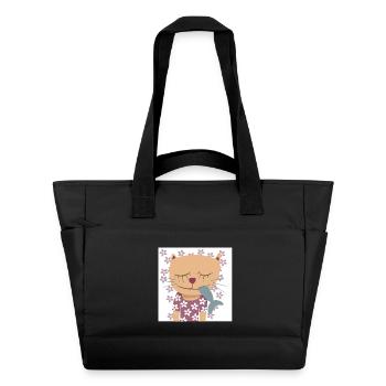 Cat Flowers Poster Spring Nursery Fish - Water-Repellent Padded Bag - black - Front