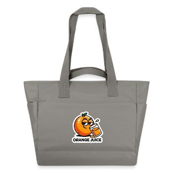 "Orange Juice" Fun Cartoon Citrus Drink - Water-Repellent Padded Bag - grey - Front