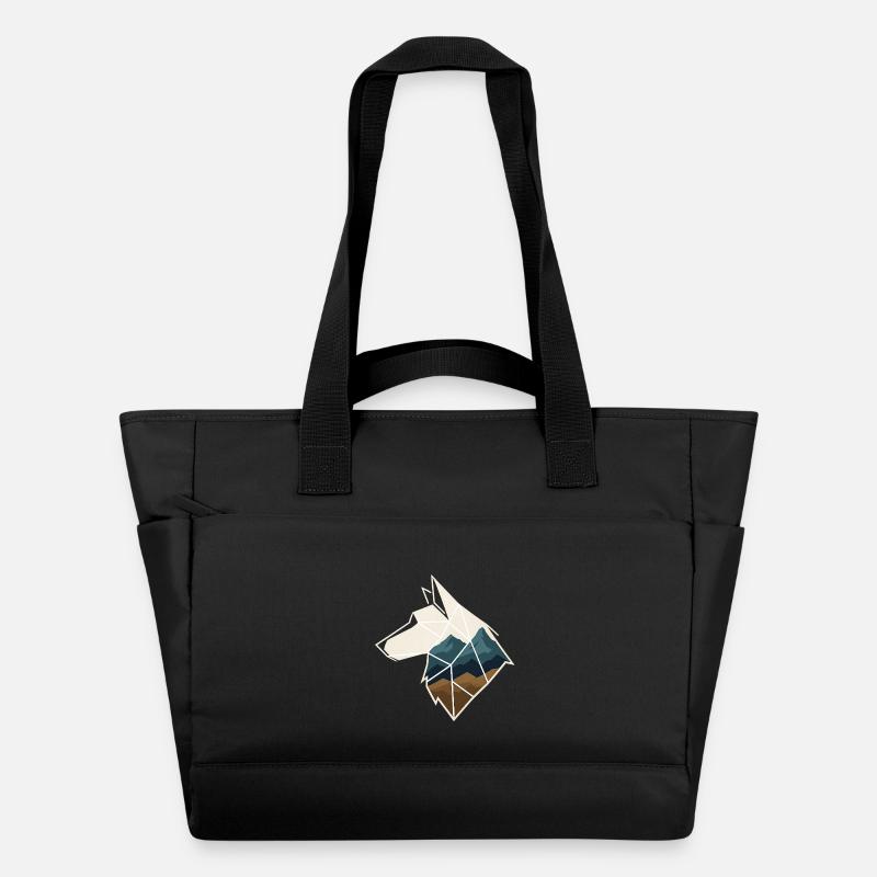 Loup géométrique - Sac matelassé déperlant - noir