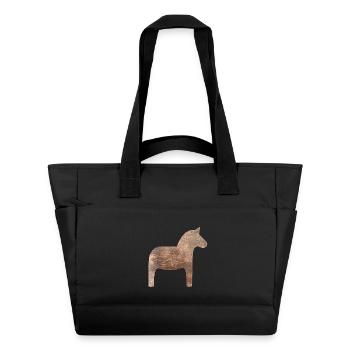 Dala Horse Wood Sweden Traditional Scandinavian - Water-Repellent Padded Bag - black - Front