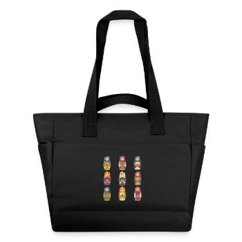 Motif de poupées matriochkas russes traditionnelles - Sac matelassé déperlant - noir - Devant