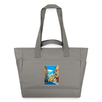 Bilbao, Espagne, ville vivante, scène de rue, Affiche de voyage - Sac matelassé déperlant - gris - Devant