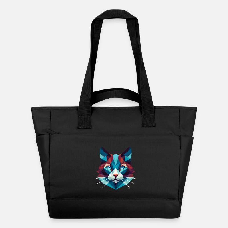 Cat Lowpoly - Water-Repellent Padded Bag - black