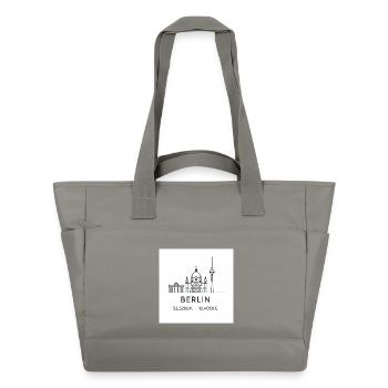 Berlin Linienkunst Silhouette Wahrzeichen - Wasserabweisende Padded Bag - Grau - Vorne
