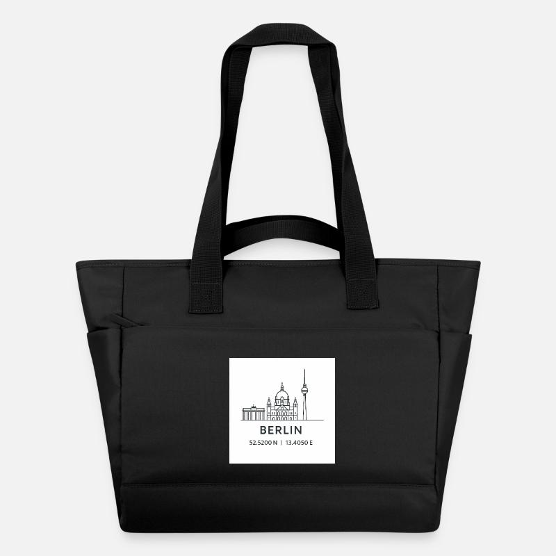 Berlin Line Art Silhouette Point de repère - Sac matelassé déperlant - noir