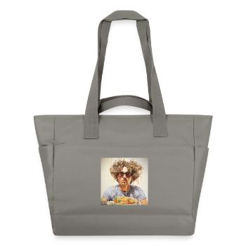 Young Man Noodle Portrait in Chill-Lookm Glasses - Water-Repellent Padded Bag - grey - Front