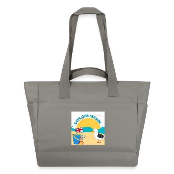 Save Our Seaside Illustration - Water-Repellent Padded Bag - grey - Front