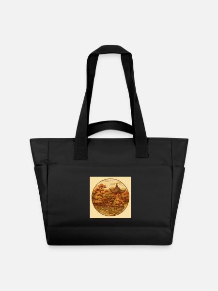 Herbstliche Zen-Pagode im Kreis - Wasserabweisende Padded Bag - Schwarz