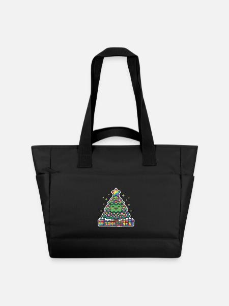 Cheerful rainbow Christmas tree cute - Water-Repellent Padded Bag - black